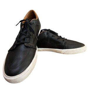 Men's 9.5 M LaCoste Bayliss Black Leather Shoes Sneakers Lace-Up Casual Low Top